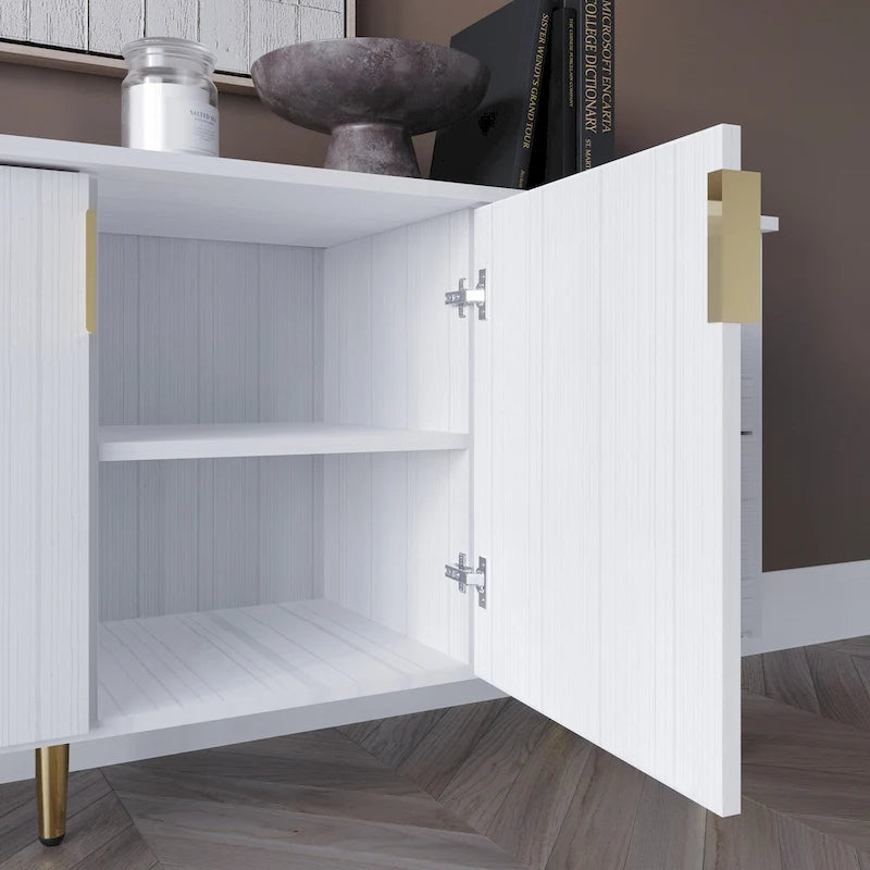Modern Sideboard Cabinet with 4 Drawers and 2 Cabinets, Gold Handles
