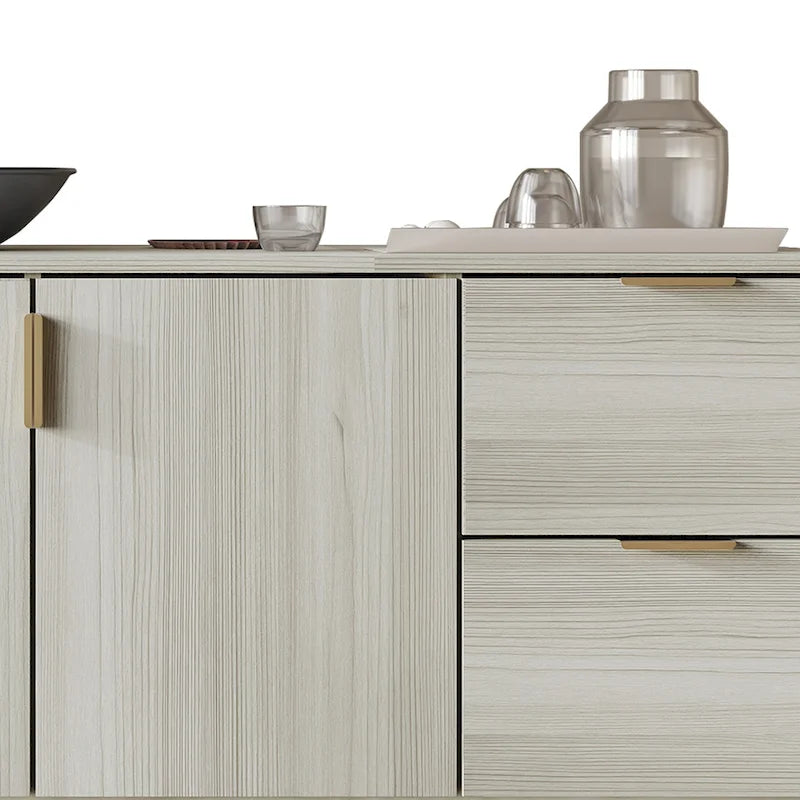 Modern Sideboard Cabinet with 4 Drawers and 2 Cabinets, Gold Handles