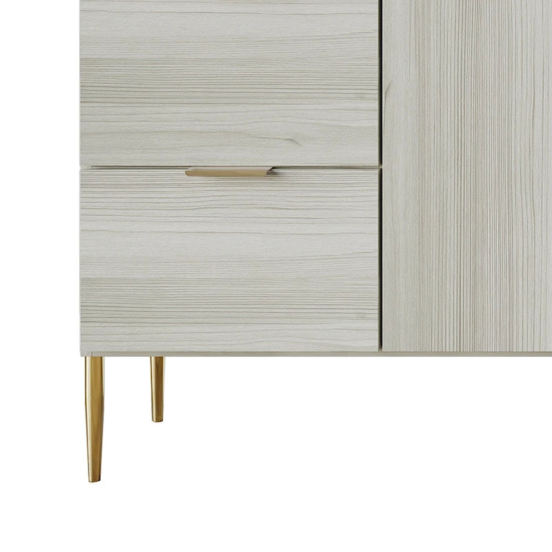 Modern Sideboard Cabinet with 4 Drawers and 2 Cabinets, Gold Handles