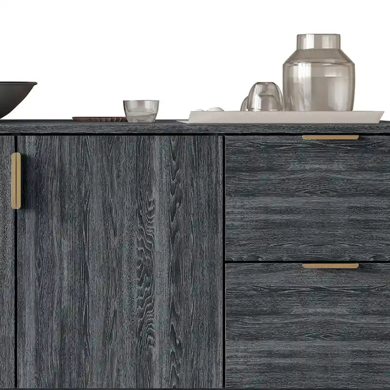 Modern Sideboard Cabinet with 4 Drawers and 2 Cabinets, Gold Handles