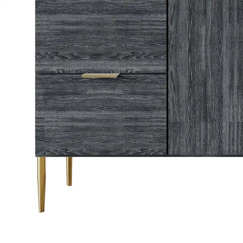 Modern Sideboard Cabinet with 4 Drawers and 2 Cabinets, Gold Handles