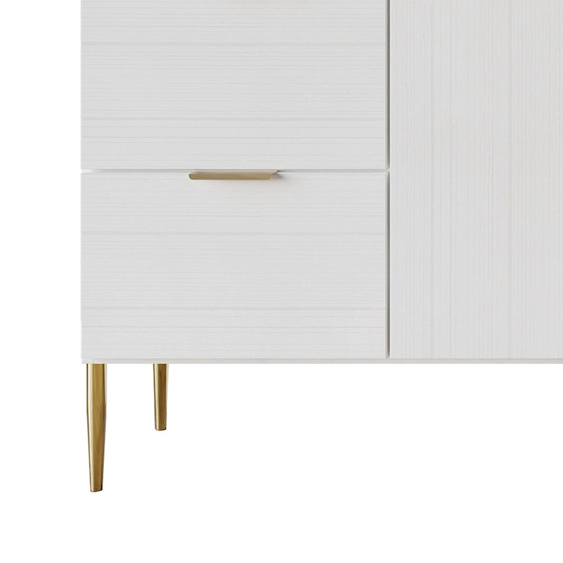 Modern Sideboard Cabinet with 4 Drawers and 2 Cabinets, Gold Handles