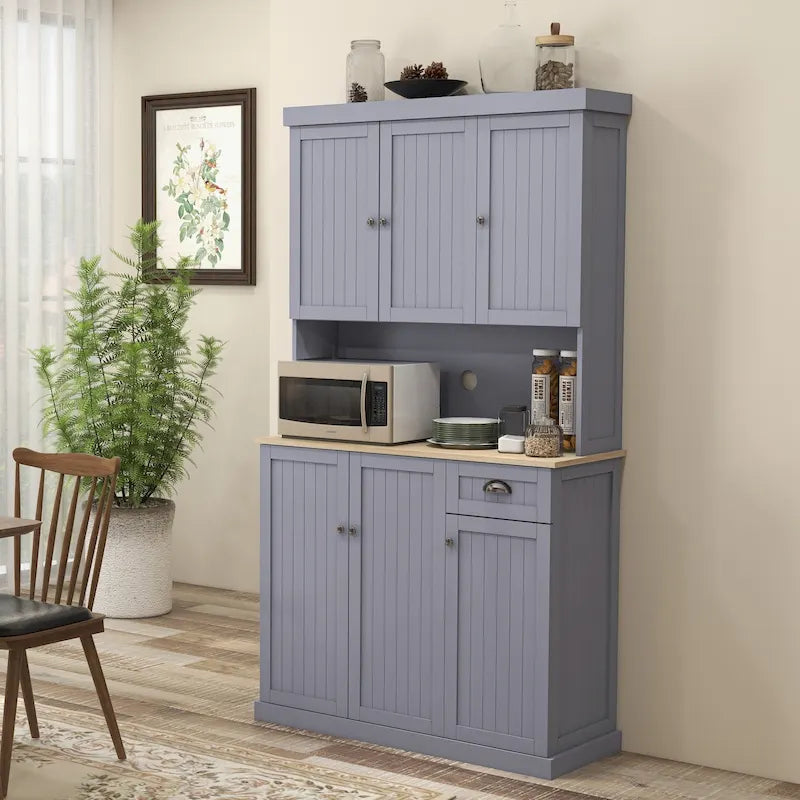 71-inch Farmhouse Buffet with Hutch, Kitchen Pantry Storage Cabinet