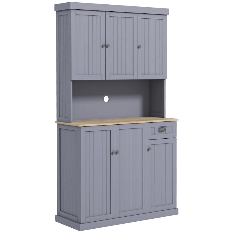 71-inch Farmhouse Buffet with Hutch, Kitchen Pantry Storage Cabinet