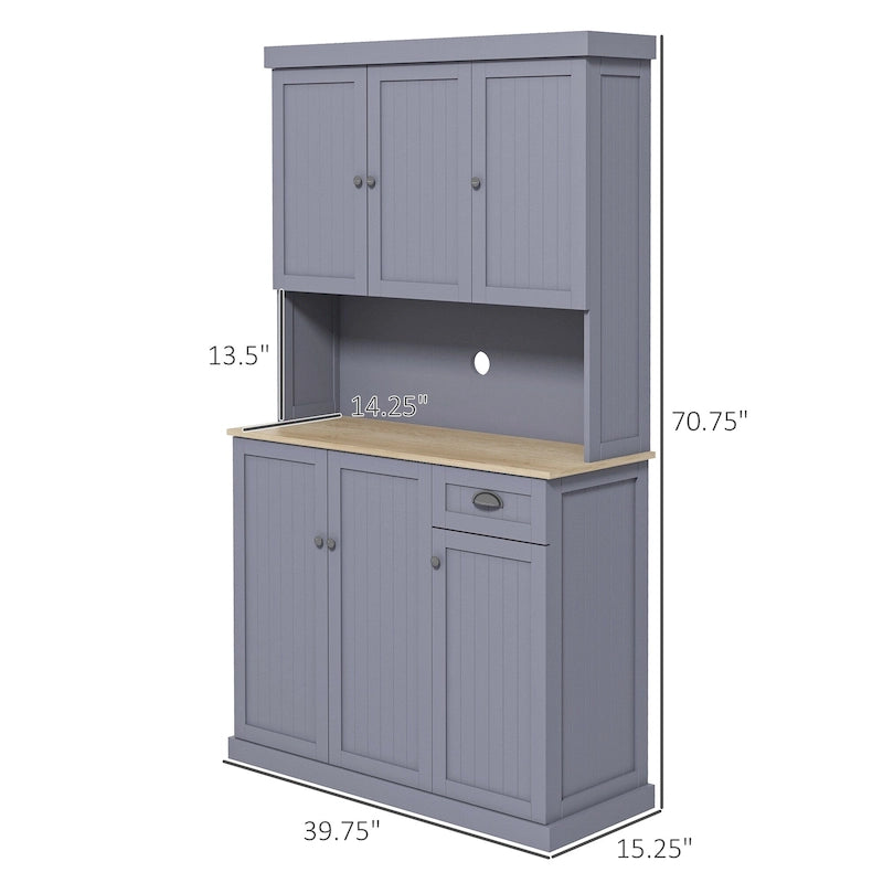 71-inch Farmhouse Buffet with Hutch, Kitchen Pantry Storage Cabinet