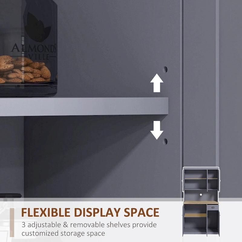 71-inch Farmhouse Buffet with Hutch, Kitchen Pantry Storage Cabinet