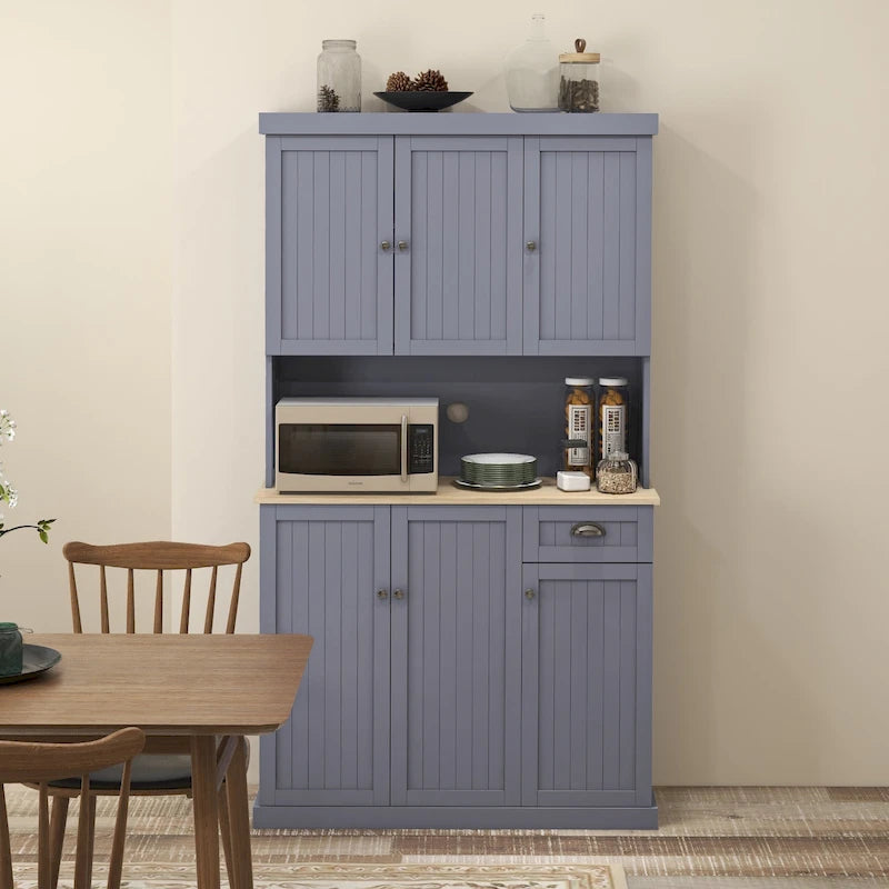 71-inch Farmhouse Buffet with Hutch, Kitchen Pantry Storage Cabinet