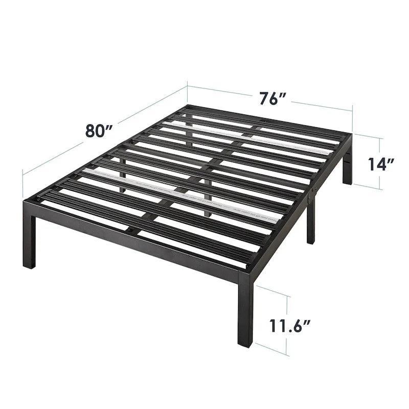 King Size Heavy Duty Steel Platform Bed Frame with Steel Slats