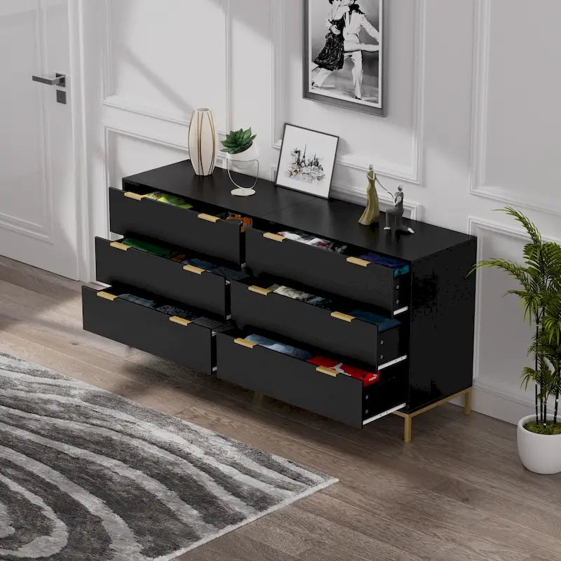 31.5-Inch Wide 3-Drawer Black Dresser, Modern Wood Chest