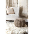Hand-Knitted Solid Cotton Ottoman Pouf