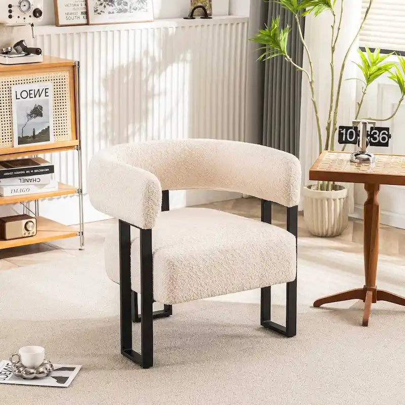 Modern Teddy Velvet Boucle Accent Chair, Padded Single Armchair