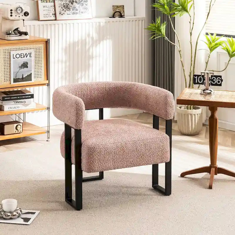 Modern Teddy Velvet Boucle Accent Chair, Padded Single Armchair