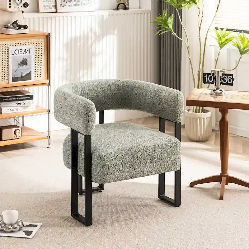 Modern Teddy Velvet Boucle Accent Chair, Padded Single Armchair
