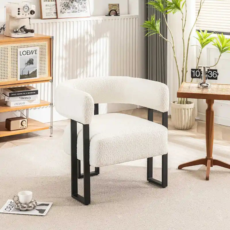 Modern Teddy Velvet Boucle Accent Chair, Padded Single Armchair