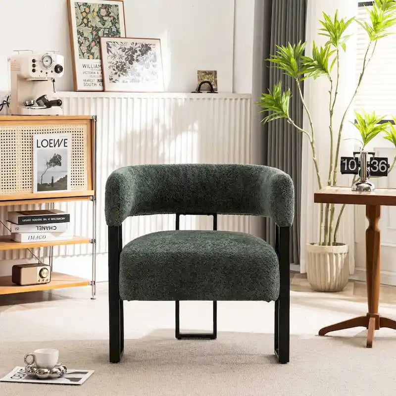 Modern Teddy Velvet Boucle Accent Chair, Padded Single Armchair