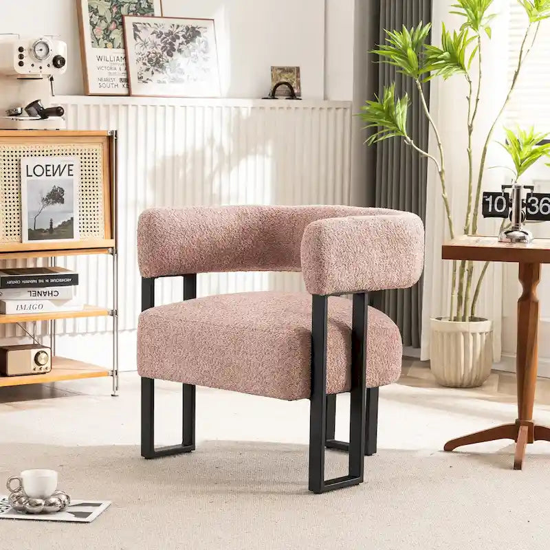Modern Teddy Velvet Boucle Accent Chair, Padded Single Armchair