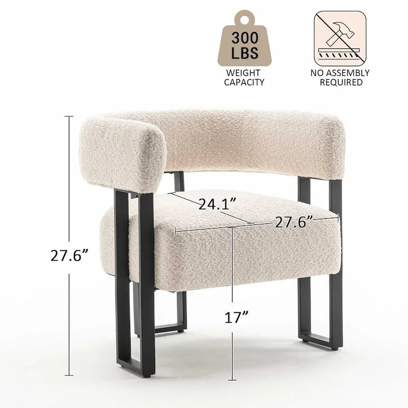 Modern Teddy Velvet Boucle Accent Chair, Padded Single Armchair