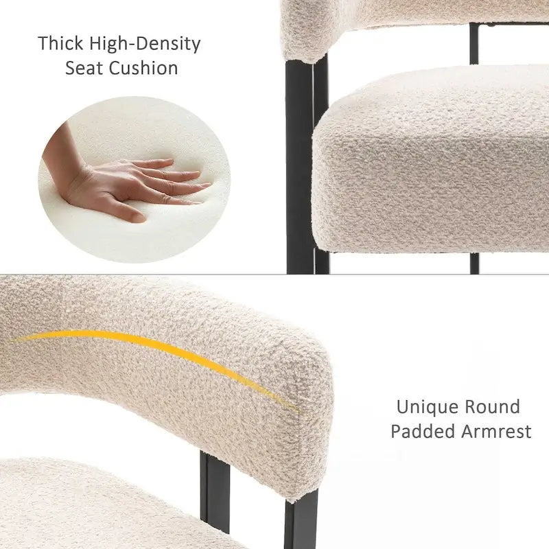 Modern Teddy Velvet Boucle Accent Chair, Padded Single Armchair