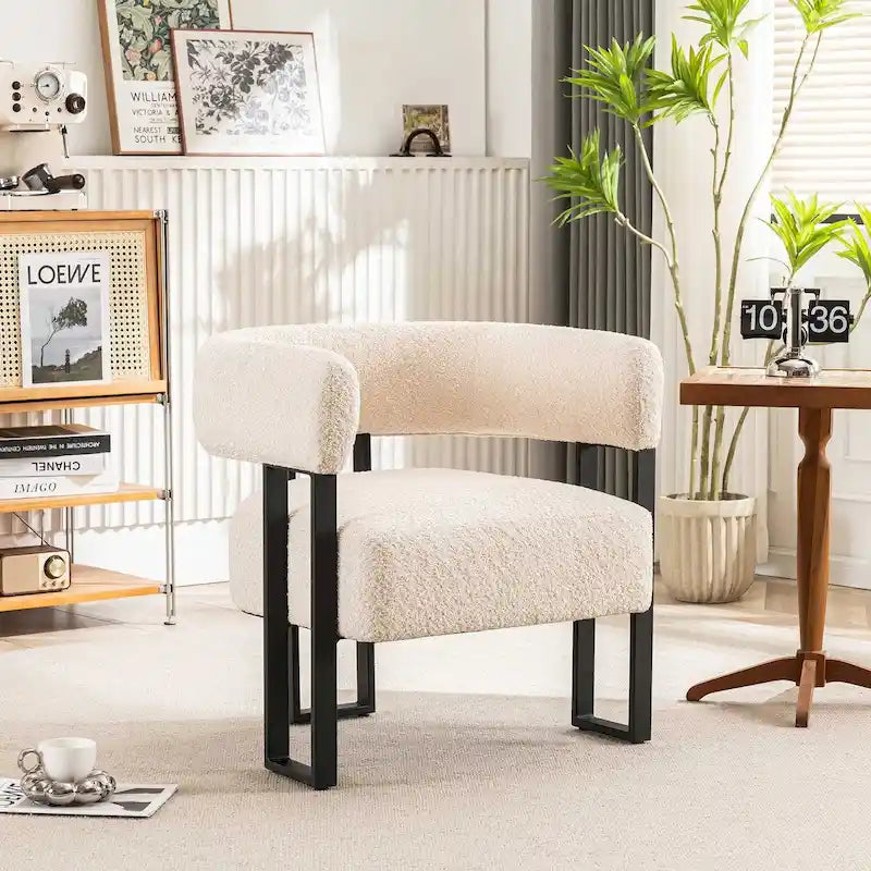 Modern Teddy Velvet Boucle Accent Chair, Padded Single Armchair