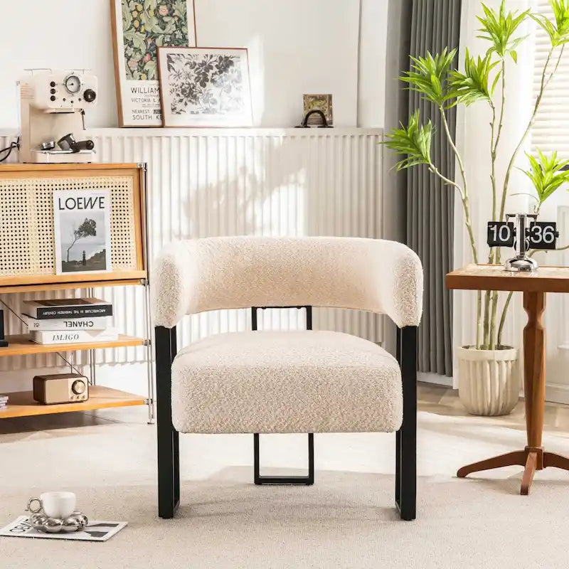 Modern Teddy Velvet Boucle Accent Chair, Padded Single Armchair