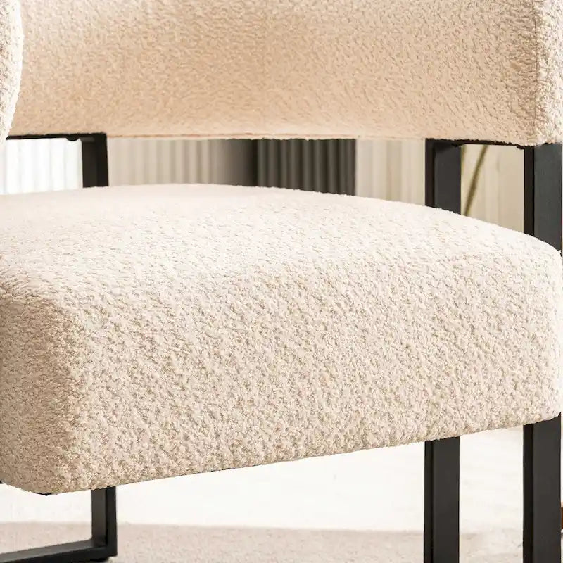 Modern Teddy Velvet Boucle Accent Chair, Padded Single Armchair