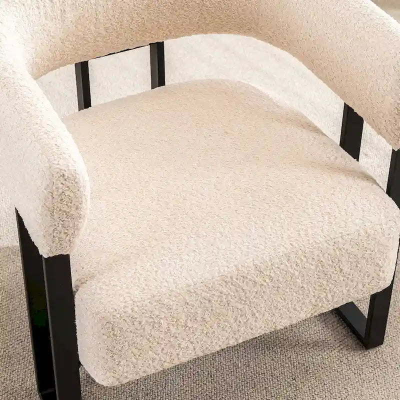 Modern Teddy Velvet Boucle Accent Chair, Padded Single Armchair