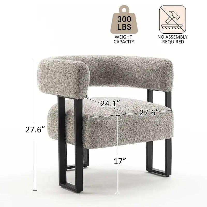 Modern Teddy Velvet Boucle Accent Chair, Padded Single Armchair