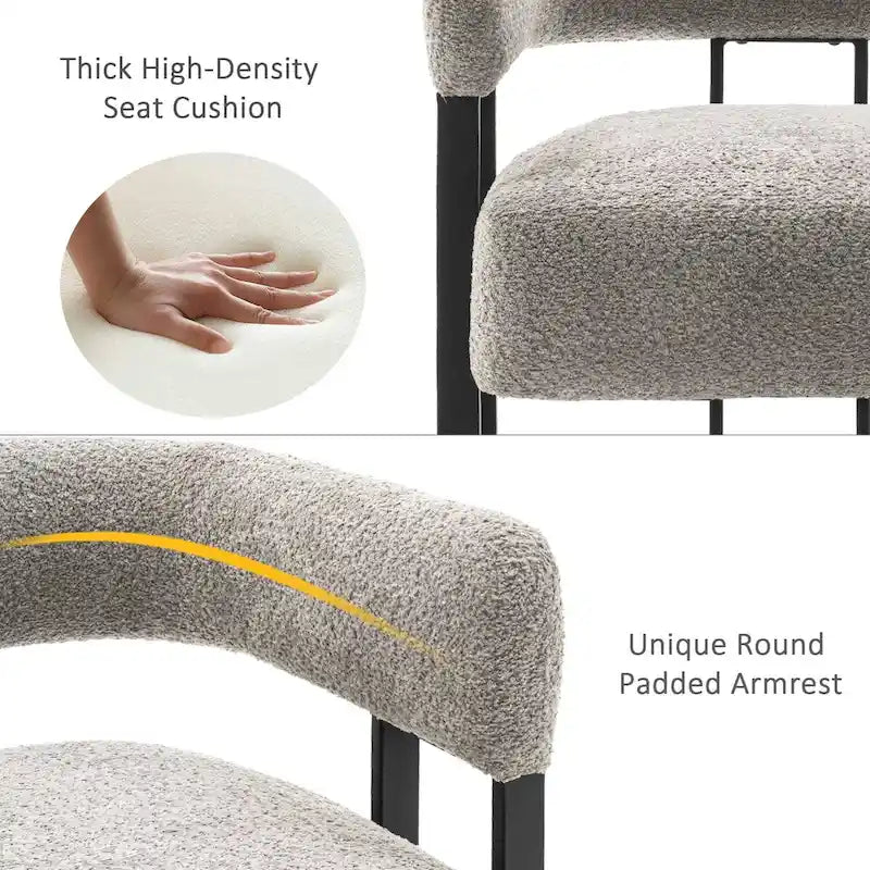 Modern Teddy Velvet Boucle Accent Chair, Padded Single Armchair