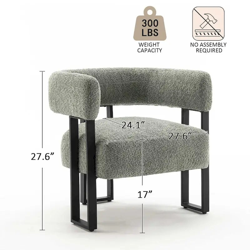 Modern Teddy Velvet Boucle Accent Chair, Padded Single Armchair