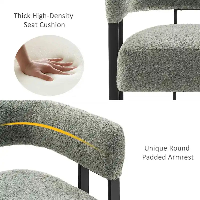 Modern Teddy Velvet Boucle Accent Chair, Padded Single Armchair