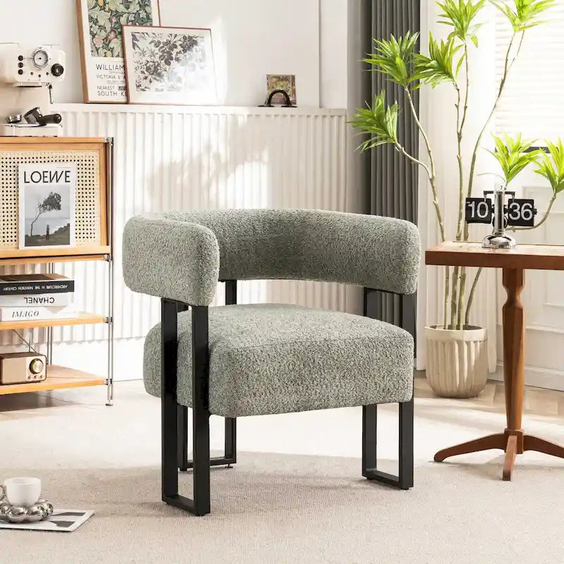 Modern Teddy Velvet Boucle Accent Chair, Padded Single Armchair