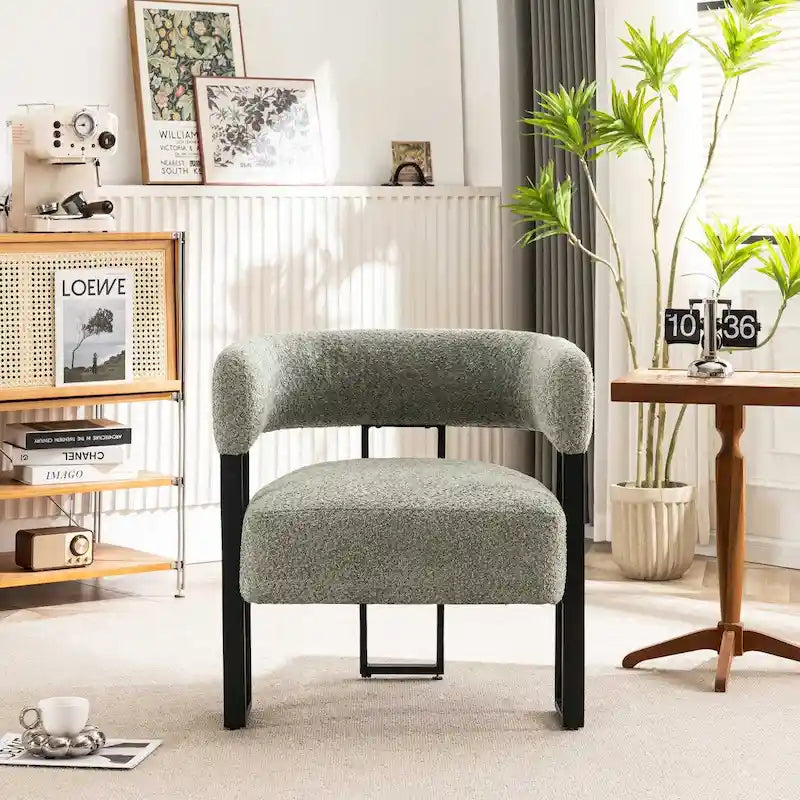 Modern Teddy Velvet Boucle Accent Chair, Padded Single Armchair