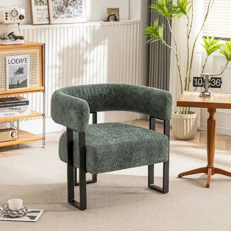 Modern Teddy Velvet Boucle Accent Chair, Padded Single Armchair