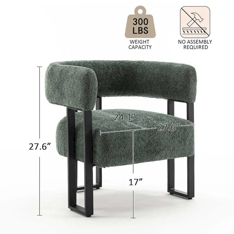 Modern Teddy Velvet Boucle Accent Chair, Padded Single Armchair