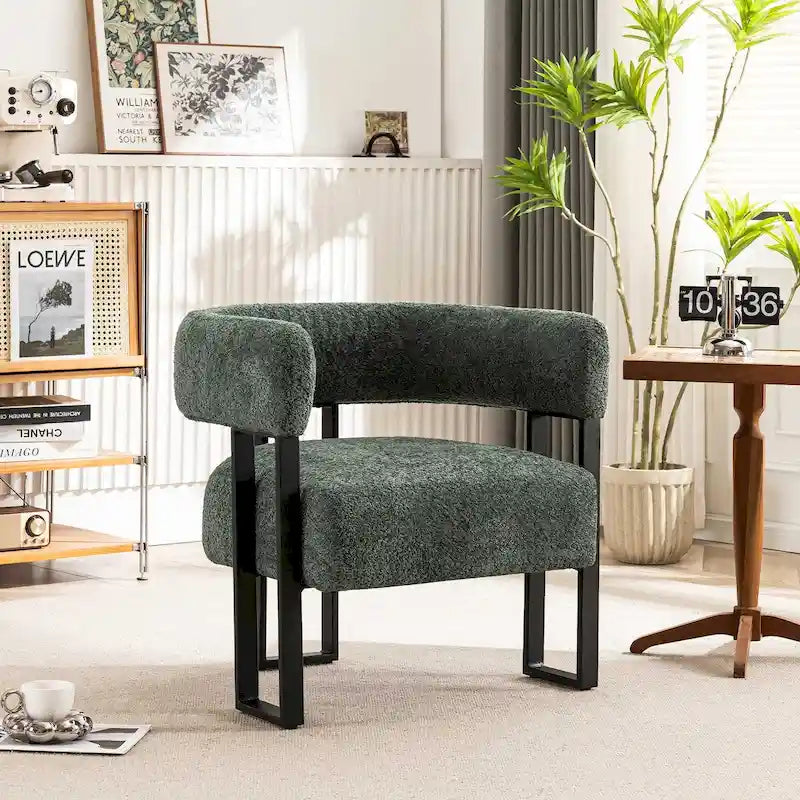 Modern Teddy Velvet Boucle Accent Chair, Padded Single Armchair