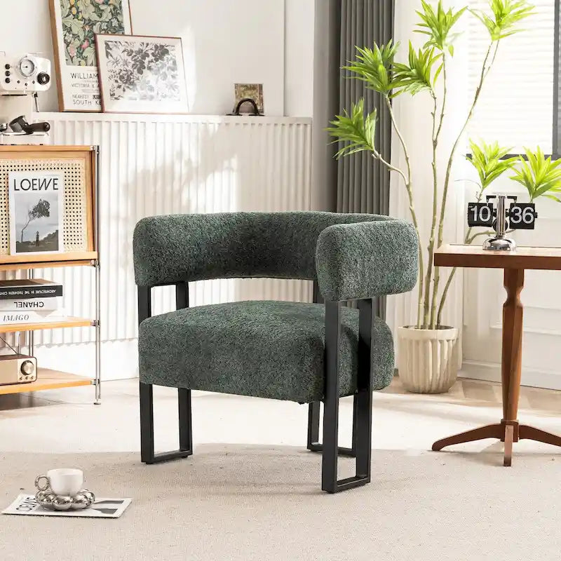 Modern Teddy Velvet Boucle Accent Chair, Padded Single Armchair