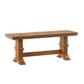 Two-Tone Trestle Leg Wood Dining Bench, Distressed Oak Finish