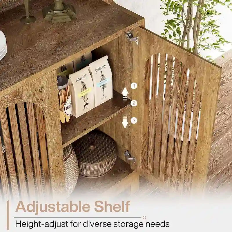 57-inch Farmhouse Sideboard Buffet Cabinet with Shutter Doors, Adjustable Shelf