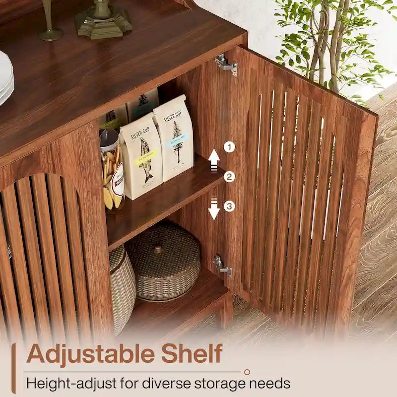57-inch Farmhouse Sideboard Buffet Cabinet with Shutter Doors, Adjustable Shelf