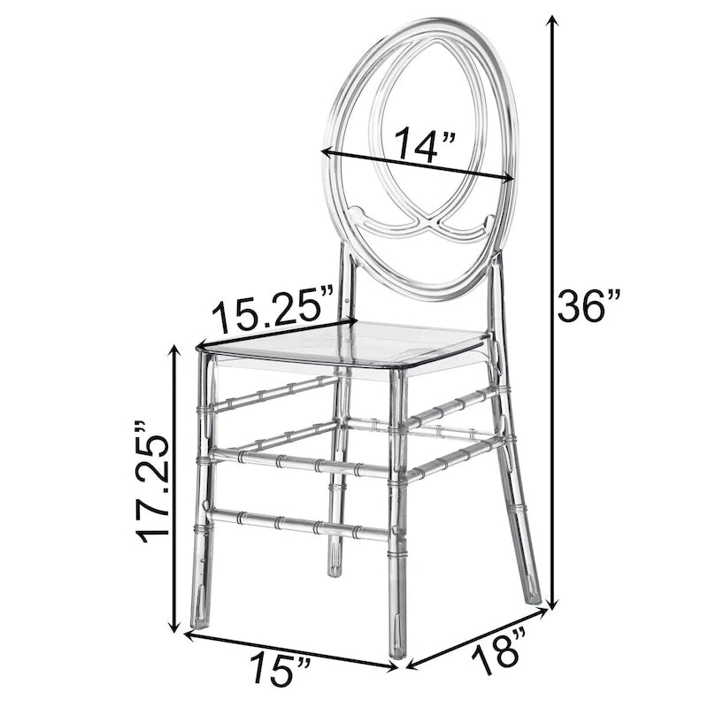 Clear Acrylic Stackable Dining Chair, Transparent Event and Wedding Chair