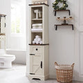 Farmhouse Tall Linen Tower Bathroom Storage Cabinet with Barn Door