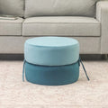 Round Upholstered Velvet Pouf Footrest Ottoman, Double Layer