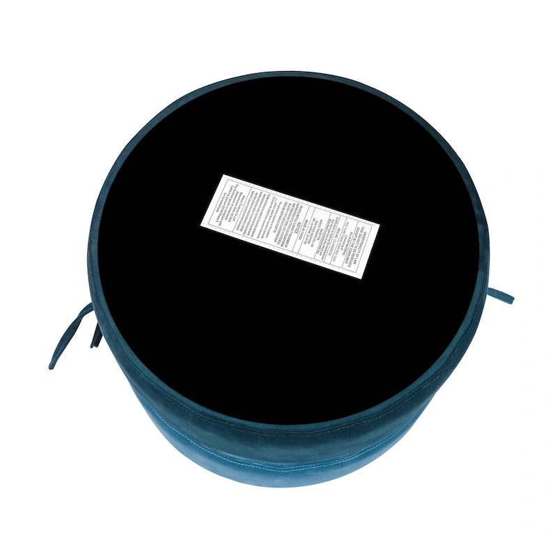 Round Upholstered Velvet Pouf Footrest Ottoman, Double Layer