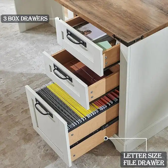 60-Inch Farmhouse L-Shaped Executive Wood Corner Desk