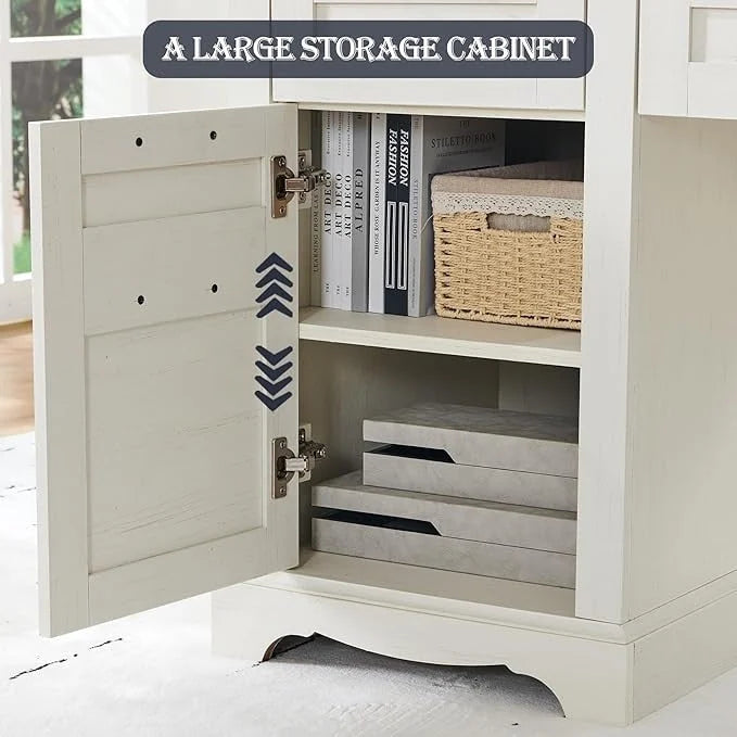 60-Inch Farmhouse L-Shaped Executive Wood Corner Desk