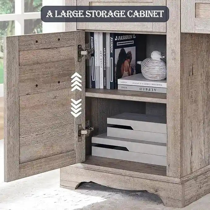 60-Inch Farmhouse L-Shaped Executive Wood Corner Desk