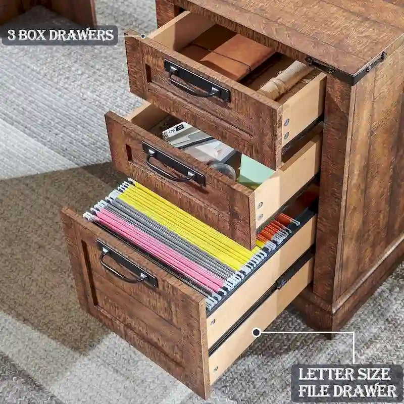 60-Inch Farmhouse L-Shaped Executive Wood Corner Desk