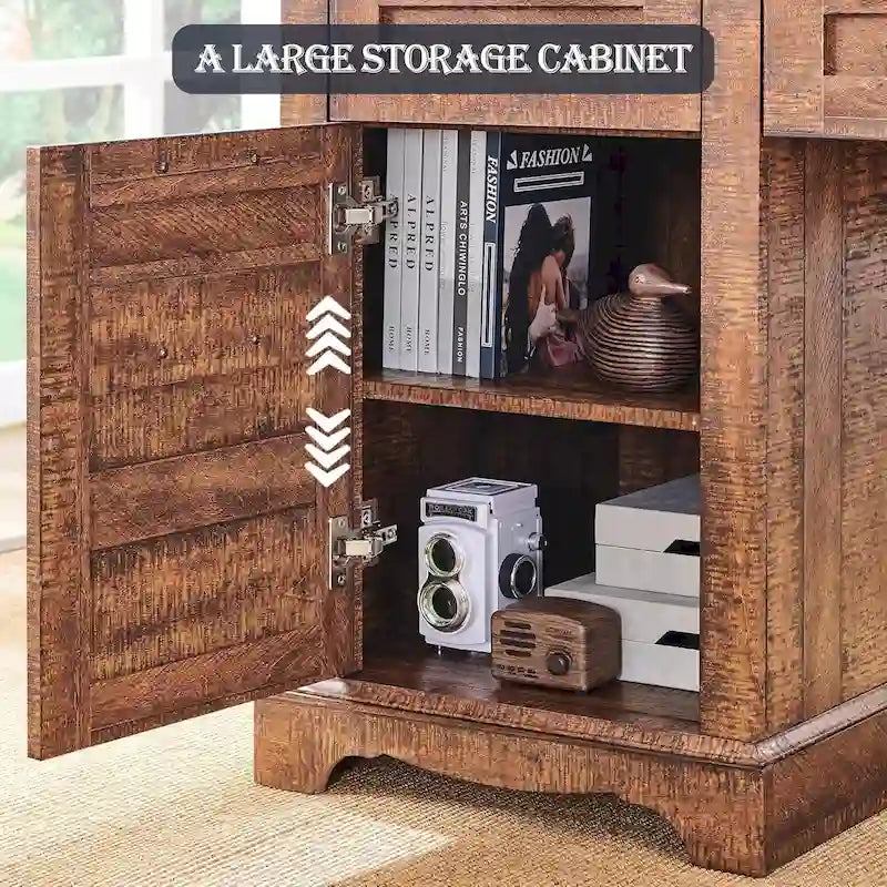 60-Inch Farmhouse L-Shaped Executive Wood Corner Desk