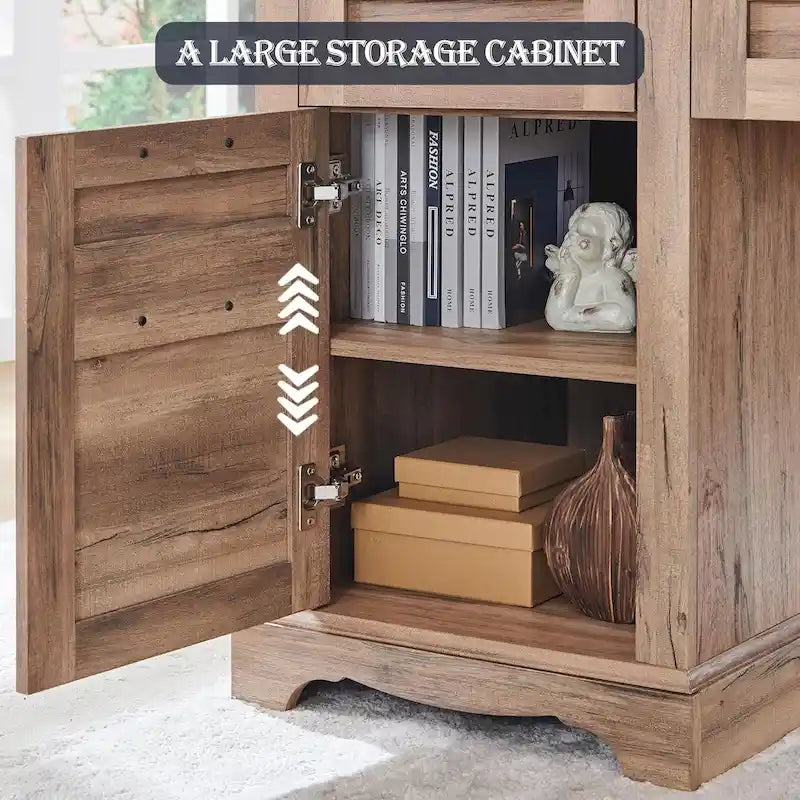 60-Inch Farmhouse L-Shaped Executive Wood Corner Desk