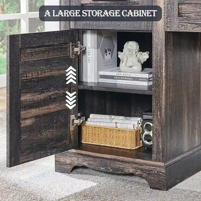 60-Inch Farmhouse L-Shaped Executive Wood Corner Desk